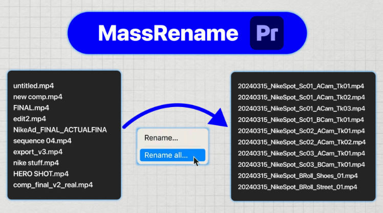Plugin MassRename v0.0.2 for Premiere (Win)