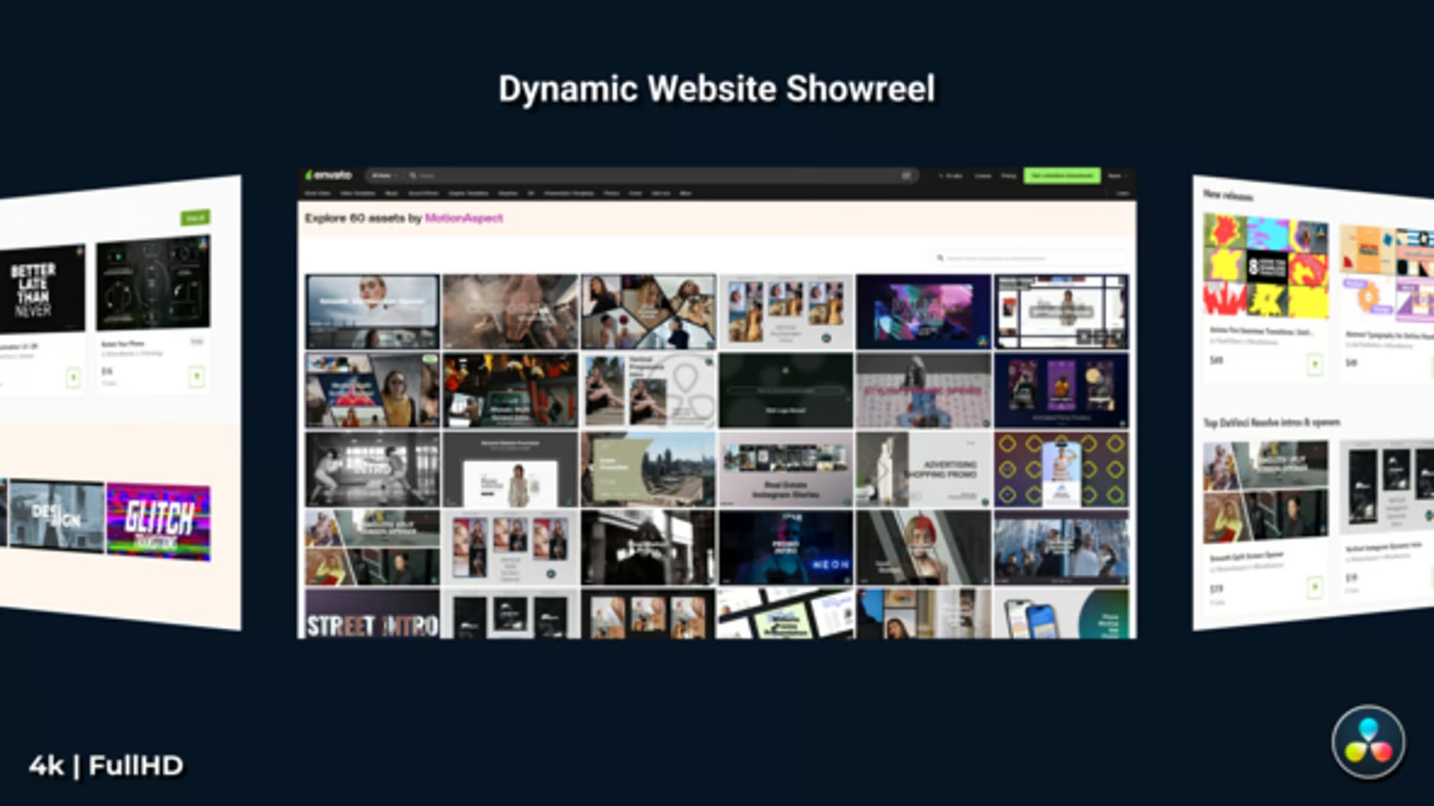 Dynamic showreel of the site