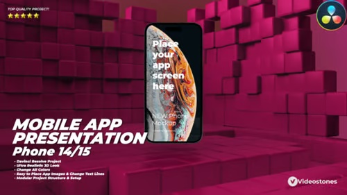 Mobile App Presentation - App Promotional Kit - Phone 15 App Demo Video for Davinci Resolve