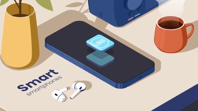 Illustrated Screen Desk Mockup