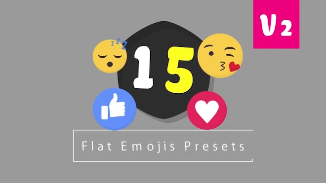 15 Flat Emojis Presets Pack V2