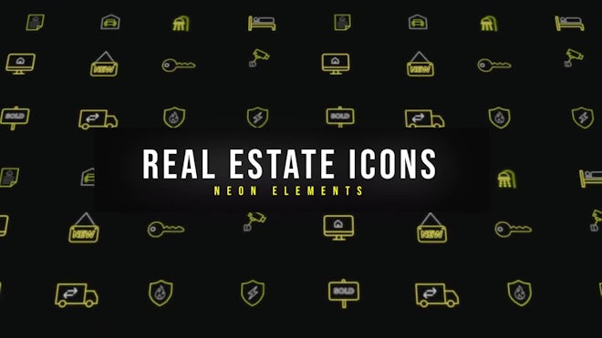 Real Estate Neon Icons