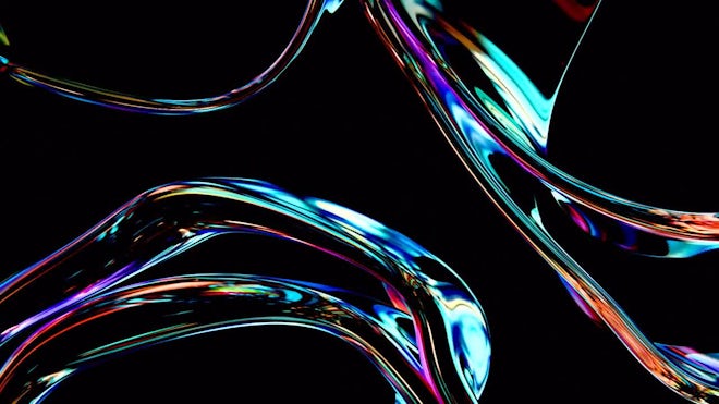 Cinematic Colored Wavy Shapes Moving On Black Background, Looped Animation