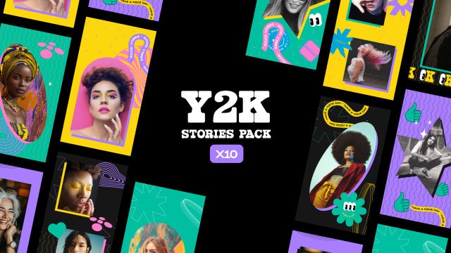 Pack Of 10 Y2K Vertical Frames On Alpha