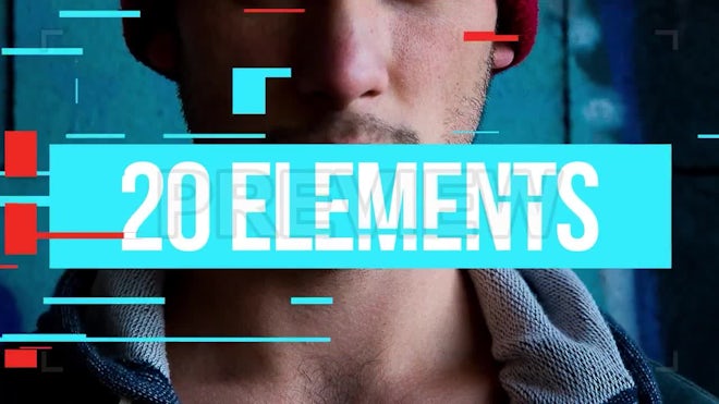 Flat Glitch Elements Pack