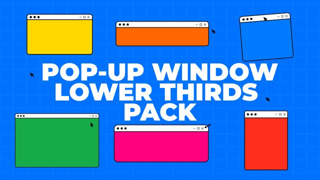 Pack Of 6 Pop-Up Window Lower Thirds On Alpha