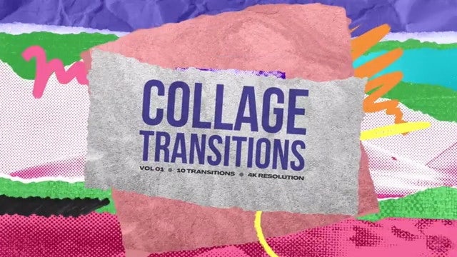 Pack Of 10 Upbeat Paper Collage Transitions On Alpha