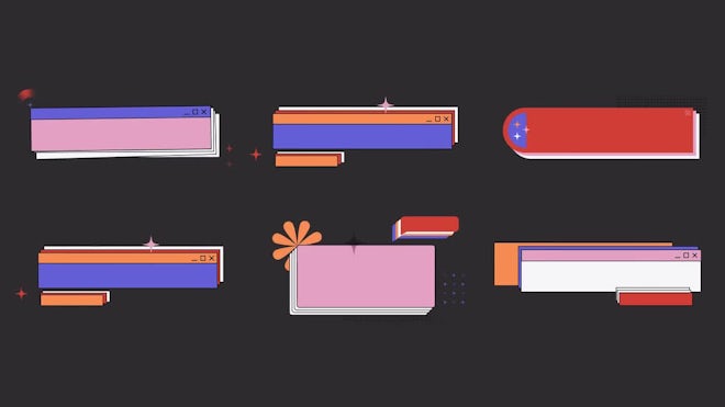 Pack Of 6 Vaporwave Lower Thirds On Alpha