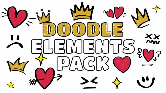 Pack Of 20 Hand-Drawn Doodle Elements On Alpha Loop