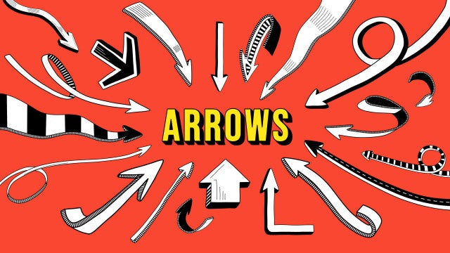 Pack Of 42 Cartoon Dynamic Arrows On Alpha