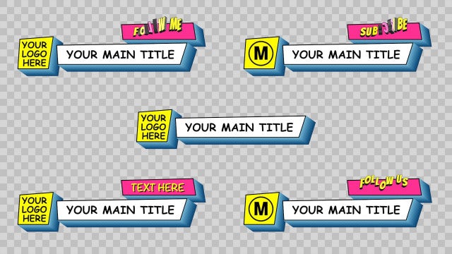 Pack Of 10 Comic Book Text Boxes Lower Thirds On Alpha Loop