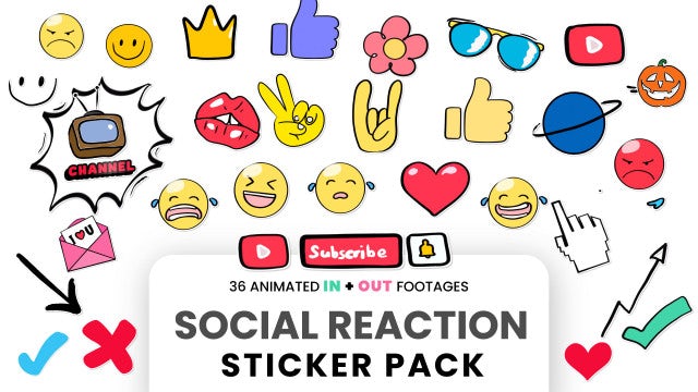 Pack Of 36 Social Reaction Stickers