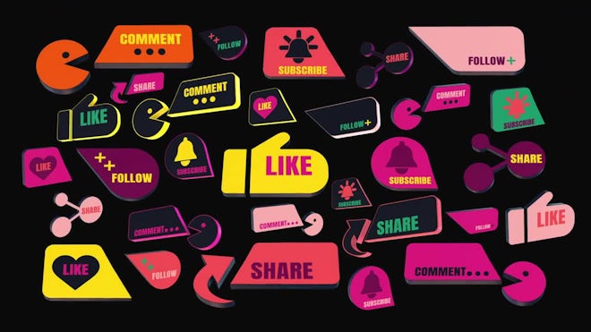 Pack Of 30 3D Social Icons On Alpha