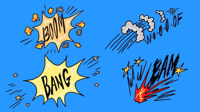 Pack Of 4 Cartoon Effects With Labels On Alpha