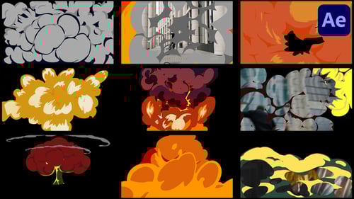 Cartoon Explosion Transitions Pack | After Effects